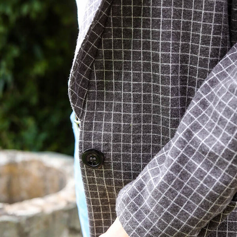 maglia jacquard garzata, quadri – grigio scuro, image number 7