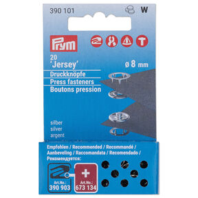 Jersey bottoni a pressione kit di ricarica [20 pezzi | Ø 8 mm] | Prym – argento effetto metallizzato, 