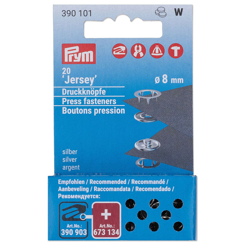 Jersey bottoni a pressione kit di ricarica [20 pezzi | Ø 8 mm] | Prym – argento effetto metallizzato,  image number 1