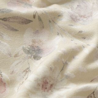 jersey di cotone Delicati fiori ad acquerello stampa digitale – beige chiaro, 