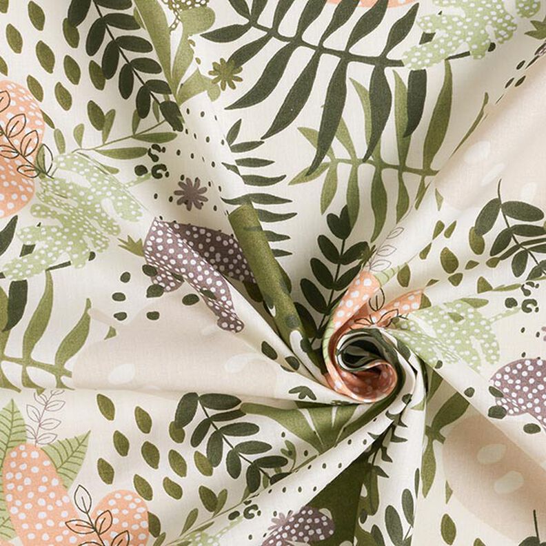 tessuto in cotone cretonne Piante astratte della giungla – bianco/verde,  image number 3