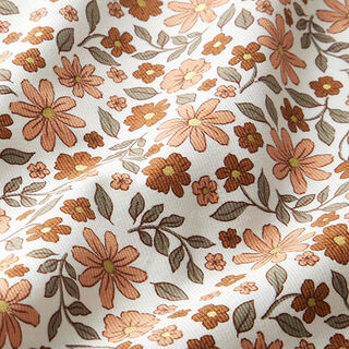 velluto a costine Bellissimi fiori scintillanti – bianco lana/oro effetto metallizzato, 