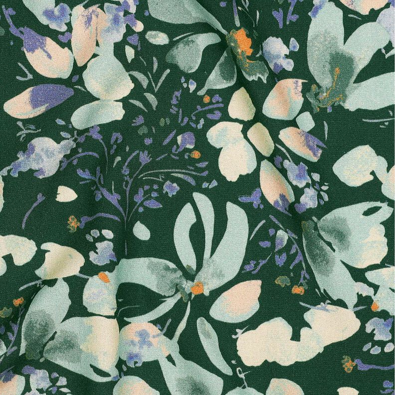 Tessuto di viscosa Fiori primaverili in stampa digitale – verde scuro/menta chiaro,  image number 2