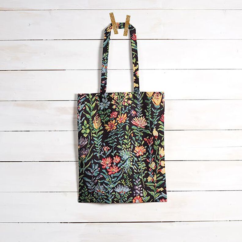 tessuto arredo gobelin piccoli fiori – nero,  image number 7