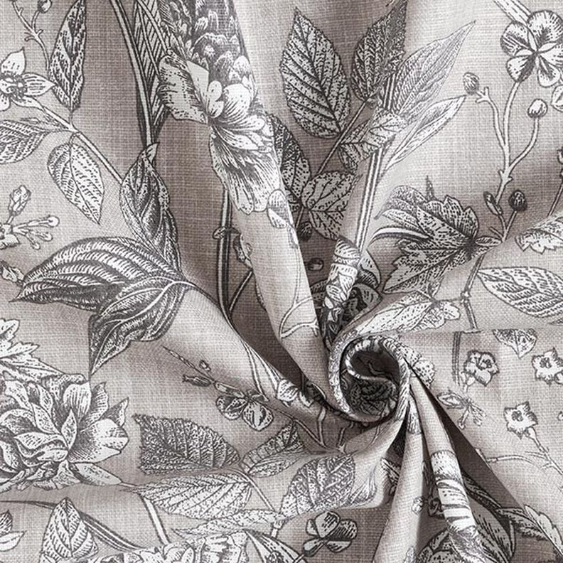 tessuto arredo mezzo panama Piante opulente – grigio seta,  image number 3