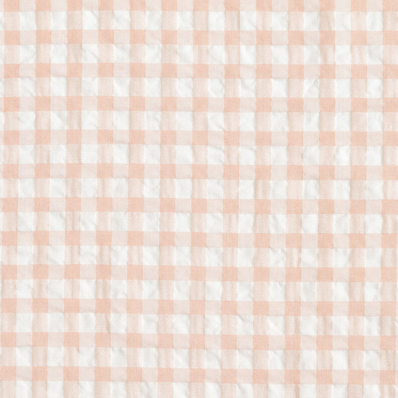 Seersucker a quadretti Vichy grandi – bianco/rosa antico chiaro,  image number 1