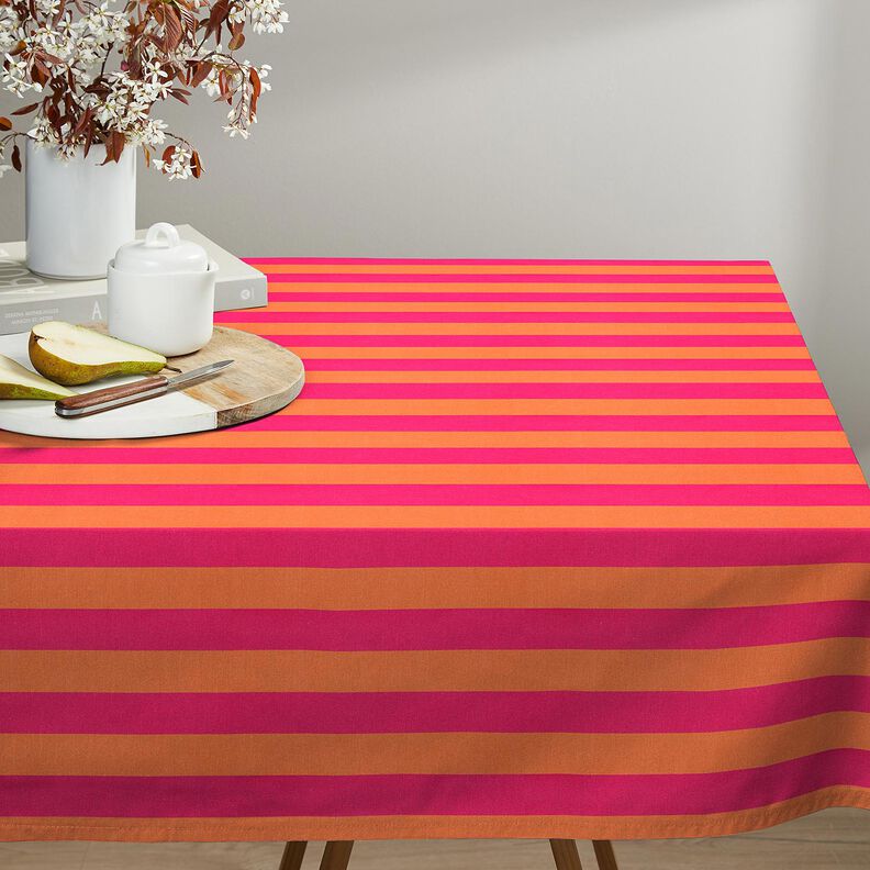 tessuto arredo mezzo panama Rigato – rosa fucsia acceso/arancione,  image number 9