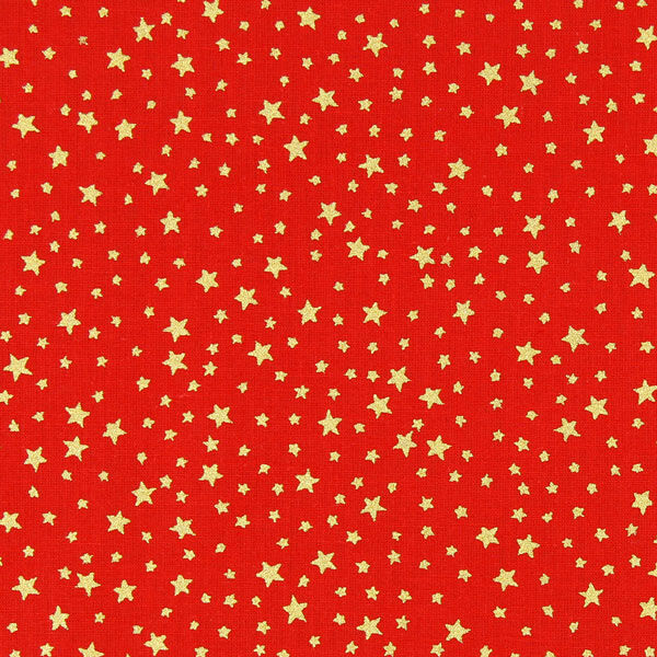 tessuto in cotone cretonne cielo stellato natalizio, piccolo – rosso/oro, image number 1
