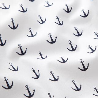 popeline di cotone, piccole ancore – bianco, 