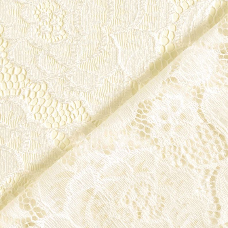pizzo elastico Boccioli e foglie – bianco lana, image number 5