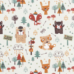 cretonne Animali della foresta – bianco, 