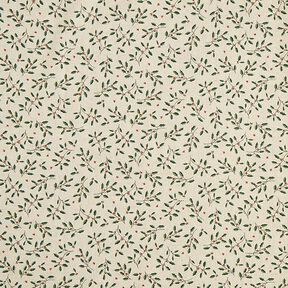 tessuto arredo mezzo panama Rami natalizi – naturale/verde abete, 