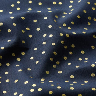 tessuto in cotone popeline Punti fini – blu notte/oro, 