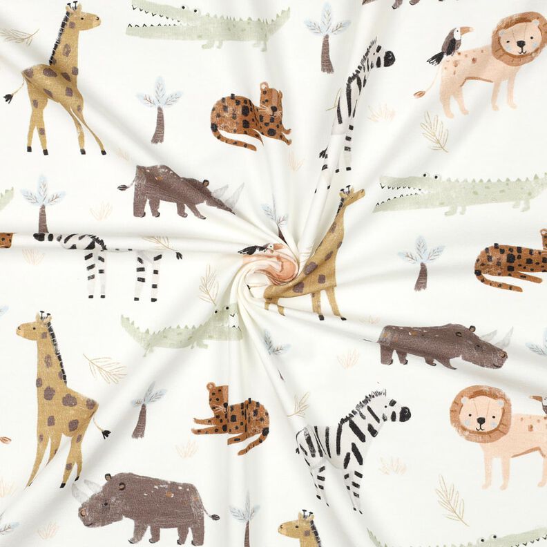 jersey di cotone animali della steppa stampa digitale | Poppy Fabrics – avorio/marrone scuro,  image number 3