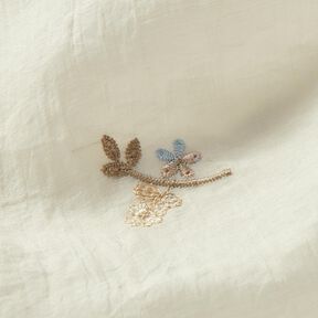 Ricamo floreale in voile increspato – bianco lana/marrone chiaro, 