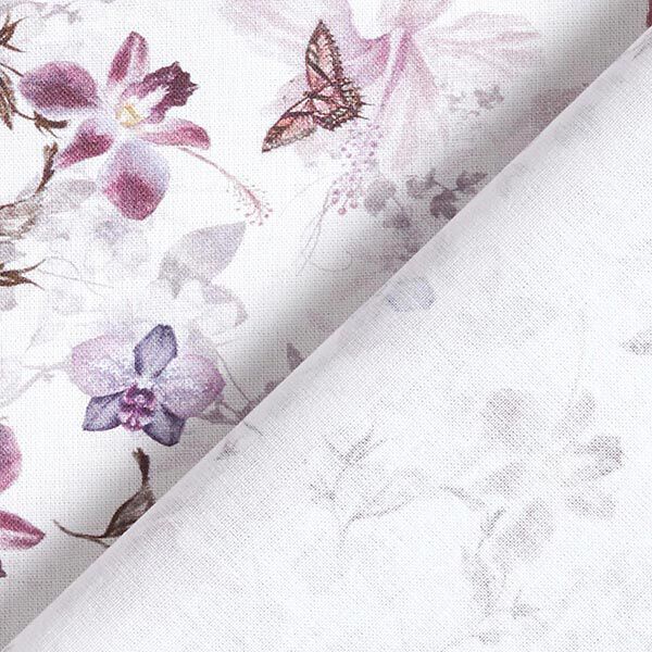 tessuto arredo popeline di cotone farfalle & orchidee – violetto pastello,  image number 4