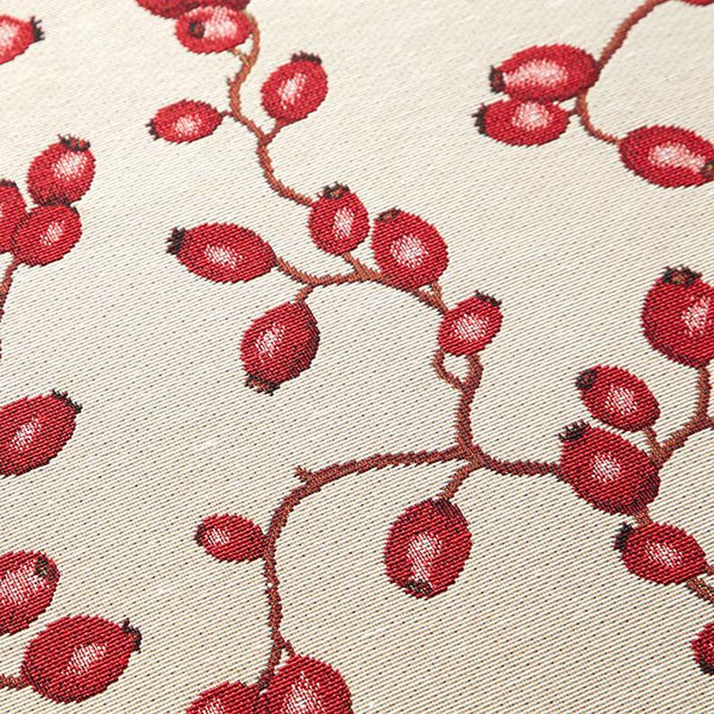 tessuto arredo gobelin rosa canina – beige chiaro/rosso,  image number 10