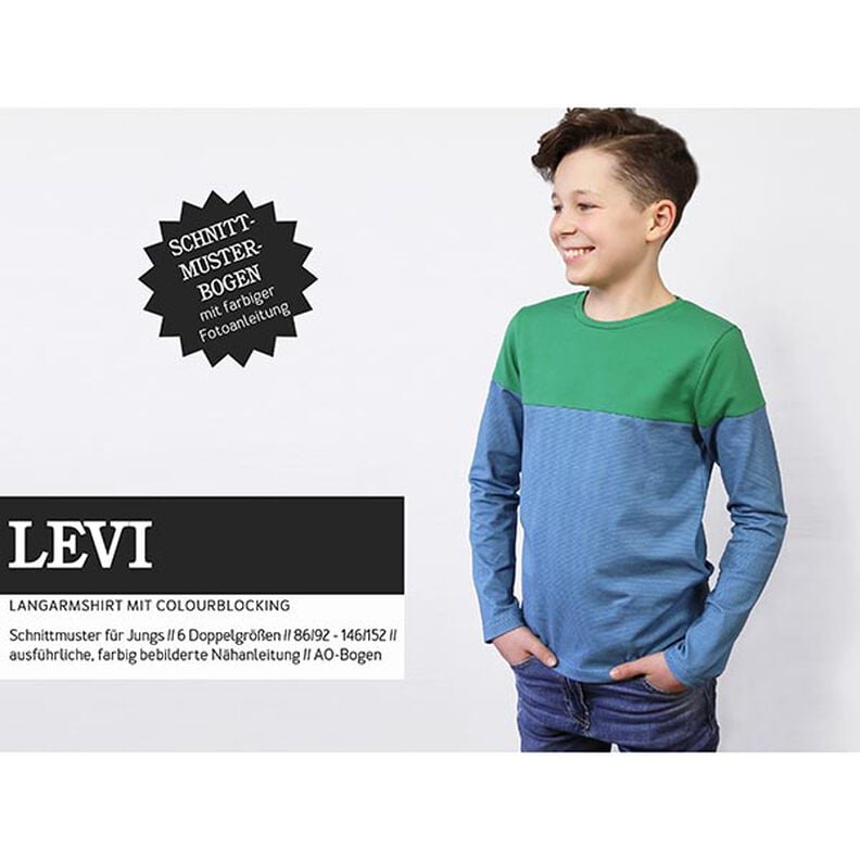 LEVI - maglia a maniche lunghe con color block, Studio Schnittreif  | 86 - 152,  image number 1