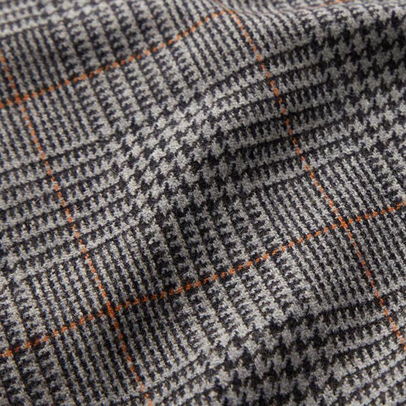 Tessuto in lana Principe di Galles – grigio scuro/arancione,  image number 2