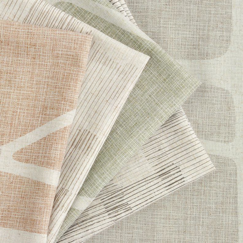 tessuto per tende a vetro misto lino Righe irregolari – grigio/naturale, image number 5