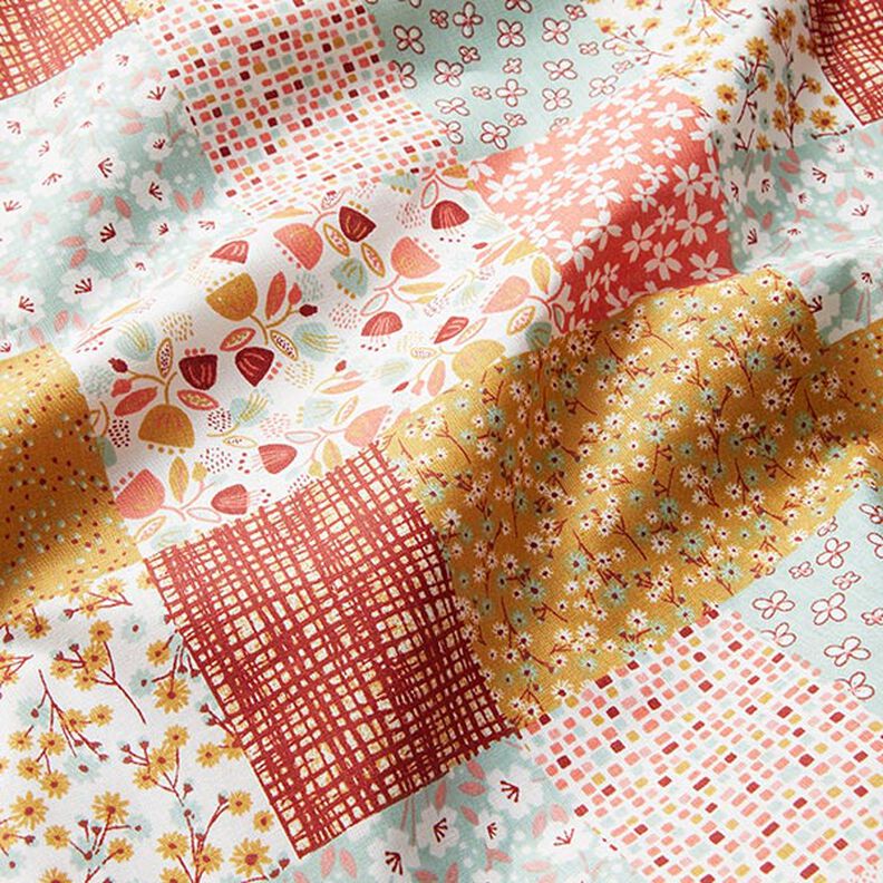 tessuto in cotone cretonne effetto patchwork – bianco/salmone,  image number 2