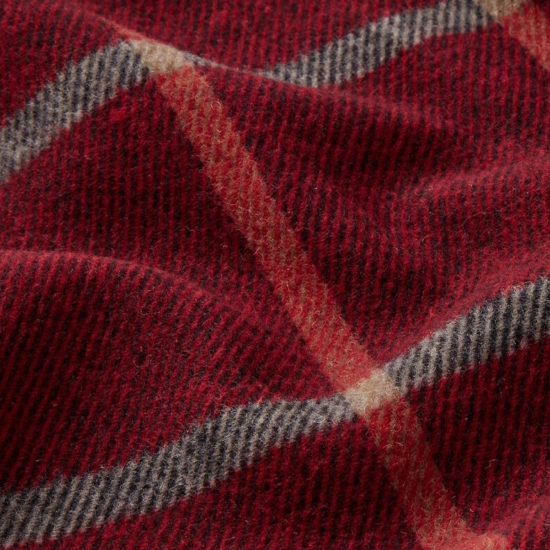 Tessuto per cappotti, quadri grandi – rosso Bordeaux/nero,  image number 2