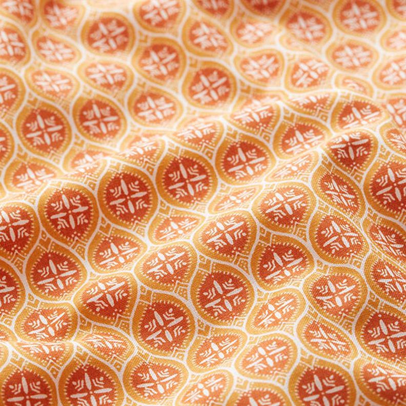 Cretonne di cotone Motivo ornamentale a mattonelle – arancione,  image number 2