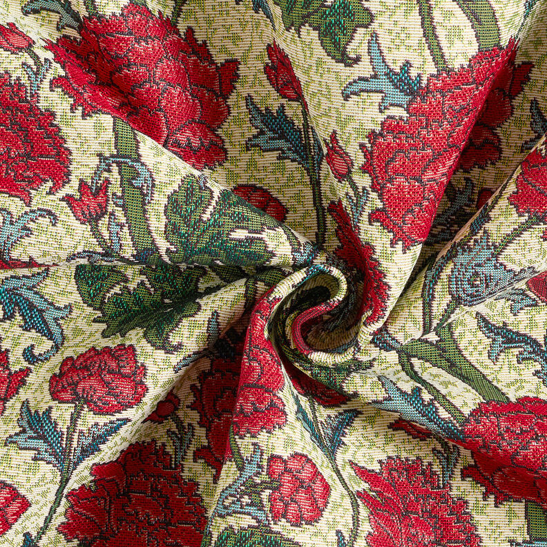 tessuto arredo gobelin Peonie artistiche – beige chiaro/rosso carminio, image number 4