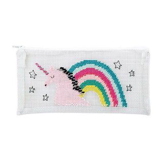 kit ricamo astuccio, unicorno, 10 x 21 cm | Rico Design – bianco/rosa, 