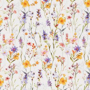 tessuto arredo tessuto spinato in cotone fiori selvatici – avorio/lillà, 