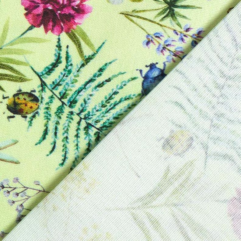 Tessuti da esterni canvas fiori selvatici & insetti – verde pastello,  image number 4