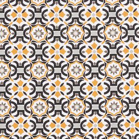 tessuto in cotone cretonne Motivo a piastrelle – bianco/nero, 