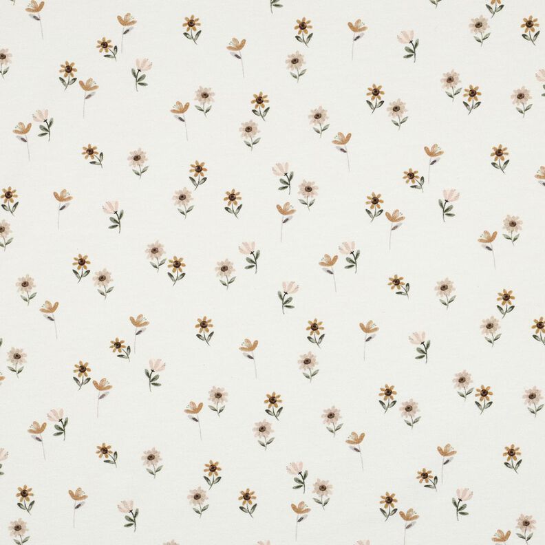 jersey di cotone Fiori graziosi stampa digitale | Poppy Fabrics – avorio/caramello,  image number 1