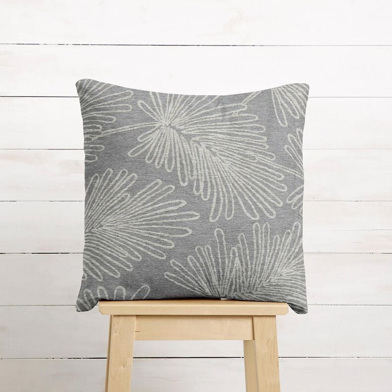 tessuto arredo Jacquard Contorni delle foglie – grigio,  image number 7