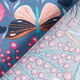 tessuto in cotone cretonne farfalle e fiori – grigio blu/pink,  thumbnail number 4