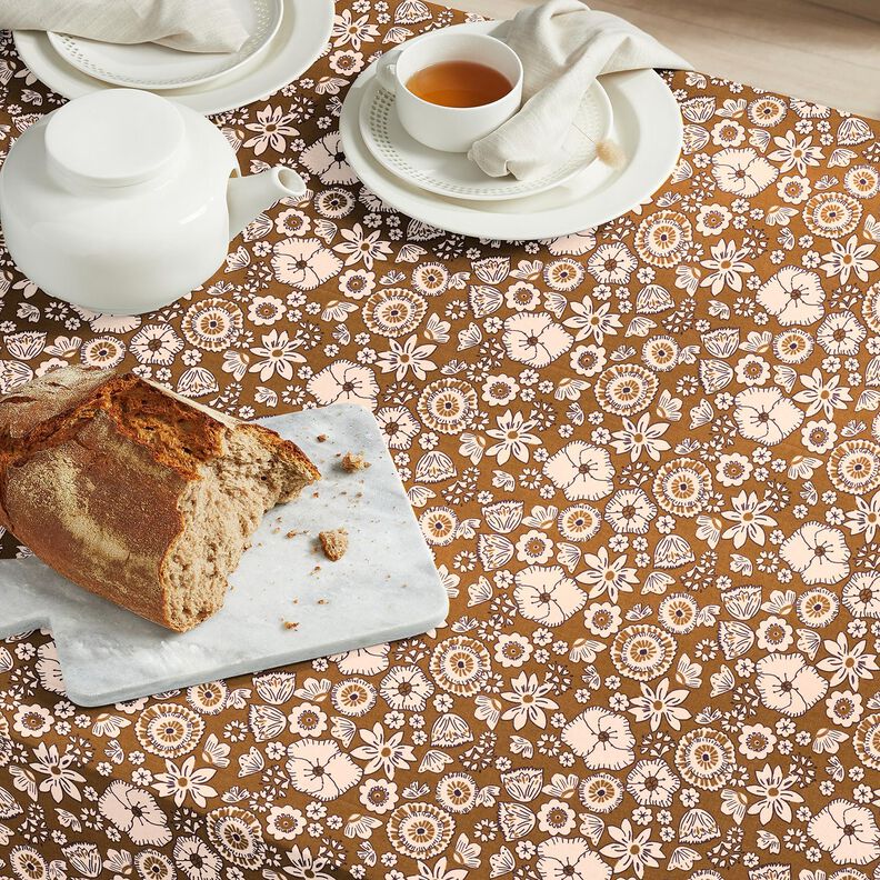 tessuto in cotone cretonne Fiori retrò – verde oliva/rosé, image number 5