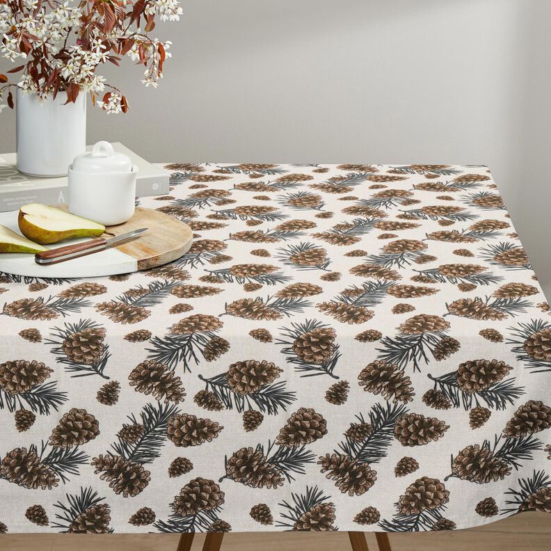 tessuto arredo tessuti canvas Pigne di abete – naturale/marrone scuro,  image number 7