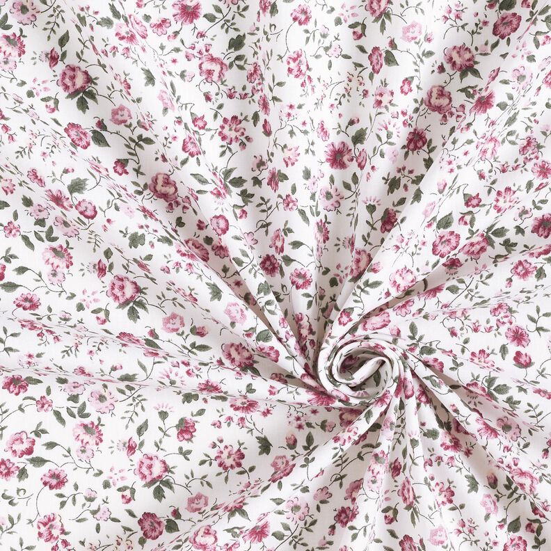 Rose delicate in popeline di cotone – bianco/malva,  image number 3