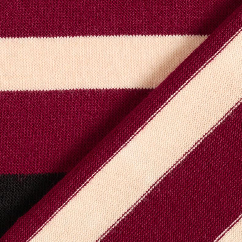 Tessuto in maglia a righe larghe – rosso Bordeaux/beige,  image number 5