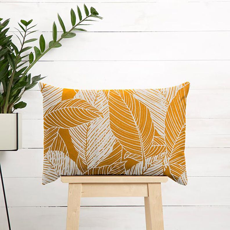 tessuto arredo tessuti canvas grandi foglie – giallo curry, image number 8