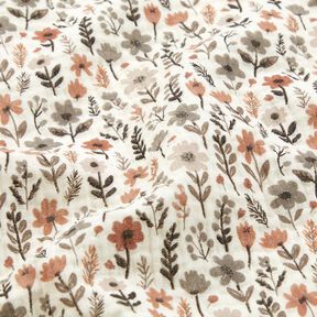 mussolina / tessuto doppio increspato fiori autunnali – bianco lana, 