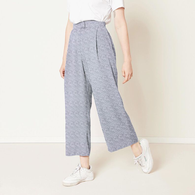 misto cotone-lino Righe sottili – blu notte/bianco,  image number 6