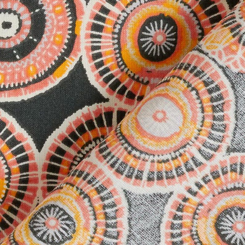 tessuto in cotone cretonne cerchi stile etnico – antracite,  image number 3