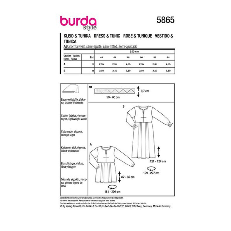 abito / Tunika taglie comode | Burda 5865 | 44-54,  image number 9