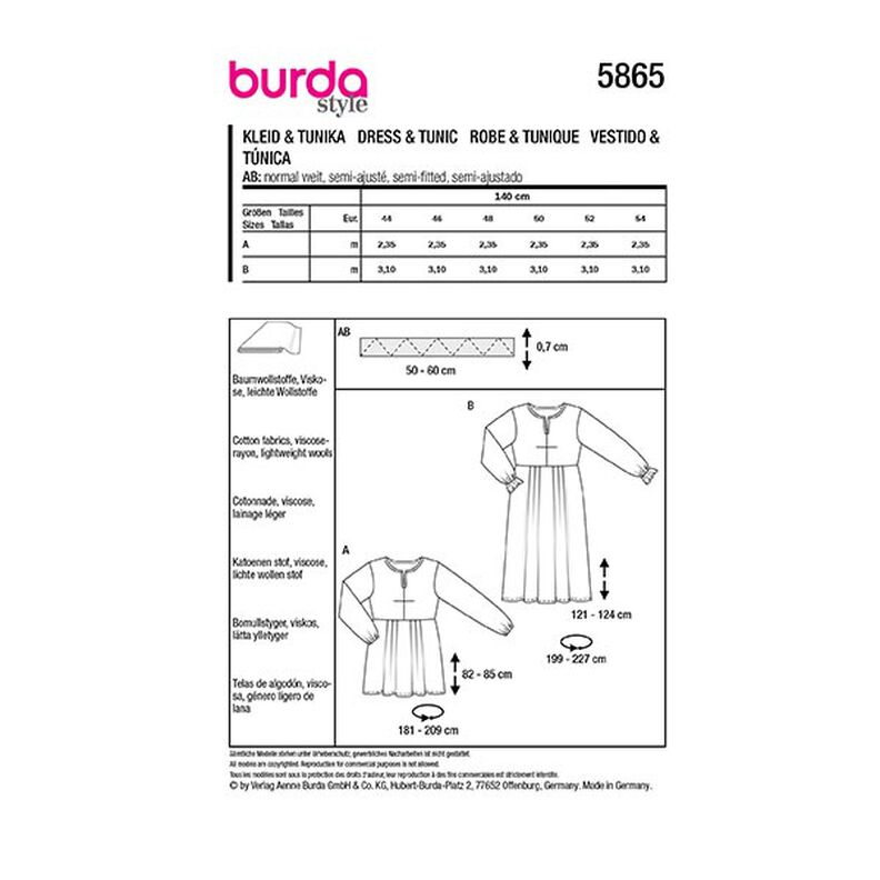 abito / Tunika taglie comode | Burda 5865 | 44-54,  image number 9