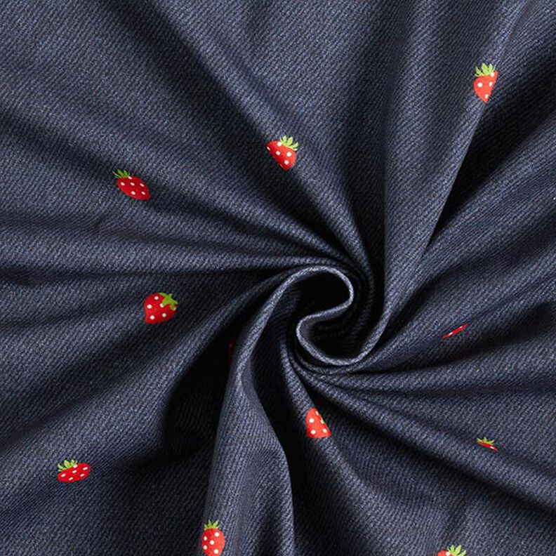 jersey di cotone Fragole con aspetto jeans stampa digitale – grigio blu/rosso fuoco, image number 3