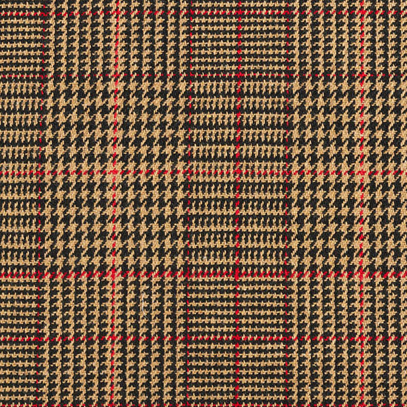 Tessuto in cotone per cappotto Principe di Galles – moca,  image number 1