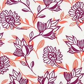 misto lino viscosa Fiori | Poppy Fabrics – avorio/uva, 
