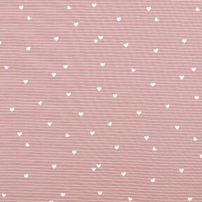 jersey di cotone Cuori e strisce – rosa antico chiaro, 