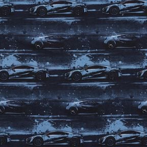 jersey di cotone Auto da corsa stampa digitale – nero-azzurro, 